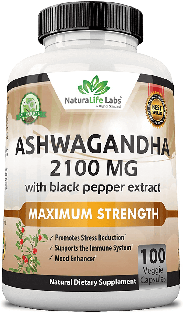 Organic Ashwagandha 2,100 mg - 100 Vegan Capsules Pure Organic Ashwagandha Powder and Root Extract - Natural Anxiety Relief, Mood Enhancer, Immune & Thyroid Support, Anti Anxiety - Vitamenstore.com