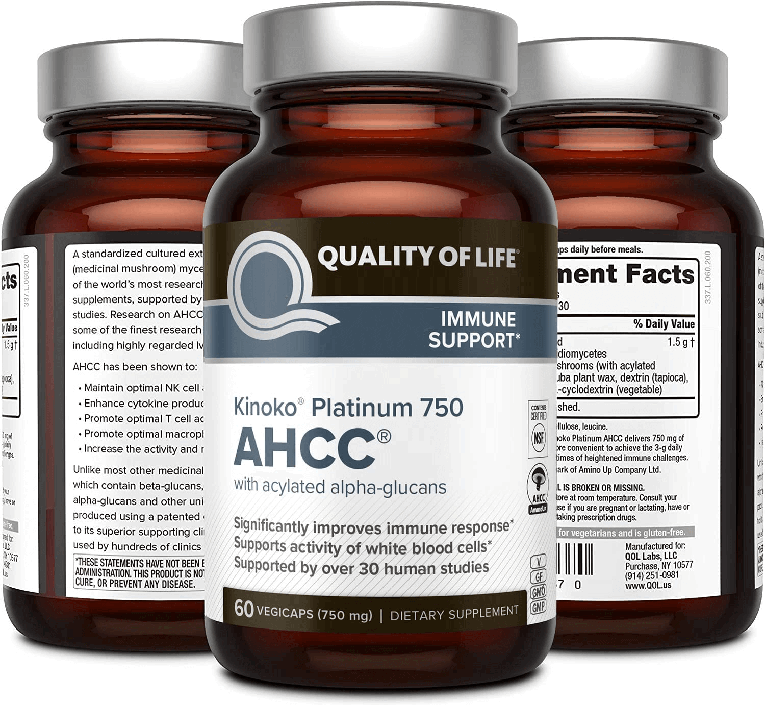 Premium Kinoko Platinum AHCC Supplement – 750Mg of AHCC per Capsule – Supports Immune Health, Liver Function, Maintains Natural Killer Cell Activity – 60 Veggie Capsules - vitamenstore.com