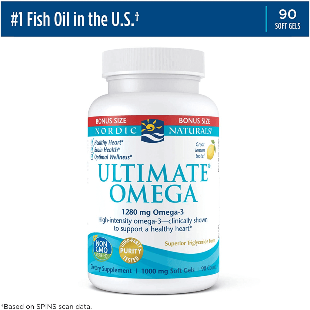 Nordic Naturals Ultimate Omega, Lemon Flavor - 1280 Mg Omega-3-210 Soft Gels - High-Potency Omega-3 Fish Oil with EPA & DHA - Promotes Brain & Heart Health - Non-Gmo - 105 Servings