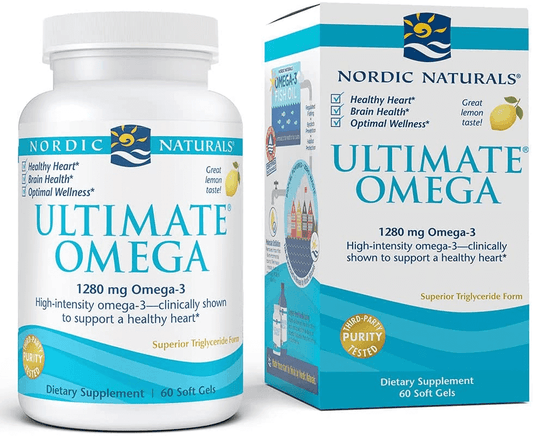 Nordic Naturals Ultimate Omega, Lemon Flavor - 1280 Mg Omega-3-60 Soft Gels - High-Potency Omega-3 Fish Oil Supplement with EPA & DHA - Promotes Brain & Heart Health - Non-Gmo - 30 Servings - vitamenstore.com