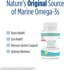 Nordic Naturals Algae DHA - 500 Mg Omega-3 DHA - 60 Soft Gels - Certified Vegan Algae Oil - Plant-Based DHA - Brain, Eye & Nervous System Support - Non-Gmo - 30 Servings - vitamenstore.com