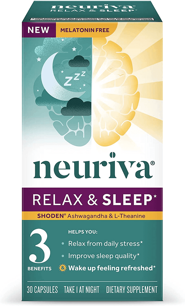 L-Theanine & Ashwagandha Sleep Support Supplement - Neuriva Relax & Sleep (30 Count), Nightly Sleep Support, Helps You Fall Asleep Fast & Wake up Feeling Refreshed*