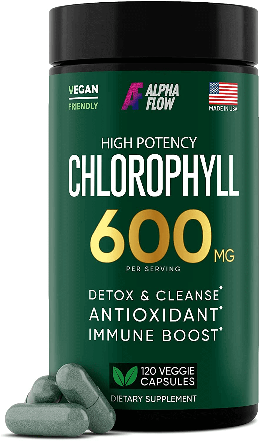 Chlorophyll Capsules 600 Mg - Natural Chlorophyll Pills for Women & Men - Highly Bioavailable Organic Chlorophyll Supplement for Energy, Immunity & Skin Health - Internal Deodorant, Detox & Cleanse - vitamenstore.com