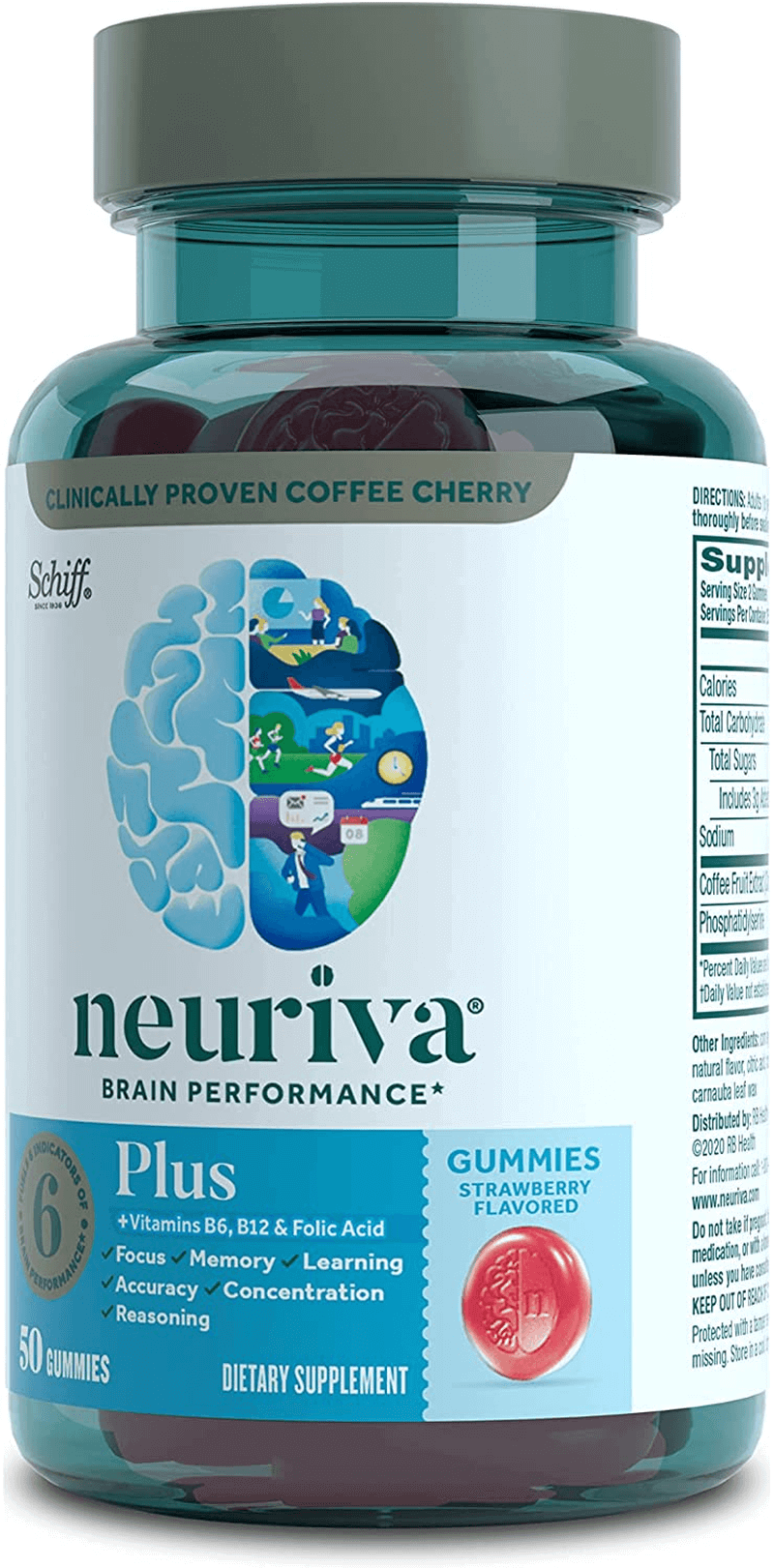 Neuriva plus Brain Health Support Gummies, Strawberry - 50 Ct - vitamenstore.com