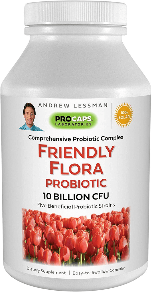 Andrew Lessman Friendly Flora Probiotic 90 Capsules – 10 Billion CFU, Comprehensive Blend of Five Probiotic Strains, Powerful Immune and Digestive Support. Probiotics for Women or Men