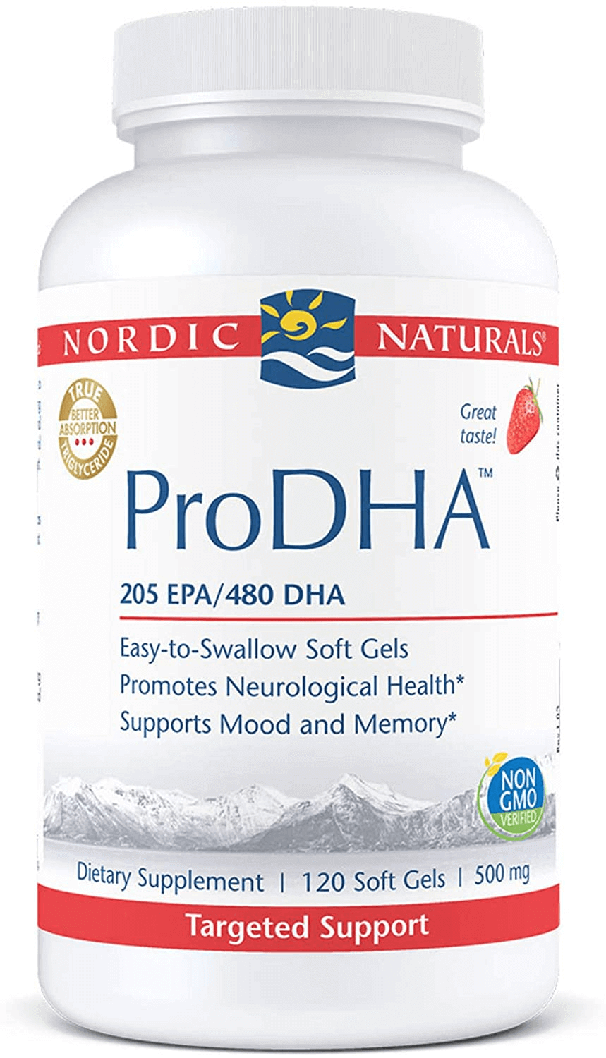 Nordic Naturals Prodha, Strawberry - 120 Soft Gels - 830 Mg Omega-3 - High-Intensity DHA Formula for Neurological Health, Mood & Memory - Non-Gmo - 60 Servings - vitamenstore.com