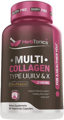 Multi Collagen Capsules (Types 1 2 3 5 and 10) - Strong Joint Support Supplement Pills for Women Men Hydrolyzed Protein Peptide Grass Fed plus Bone Broth Type 1 2 3 5 10 Healthy Hair Skin Nails | Free Shipping | Vitamenstore.com