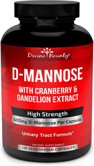D-Mannose Capsules - 600mg D Mannose Powder per Capsule with Cranberry and Dandelion Extract to Support Normal Urinary Tract Health - 120 Veggie Capsules - vitamenstore.com