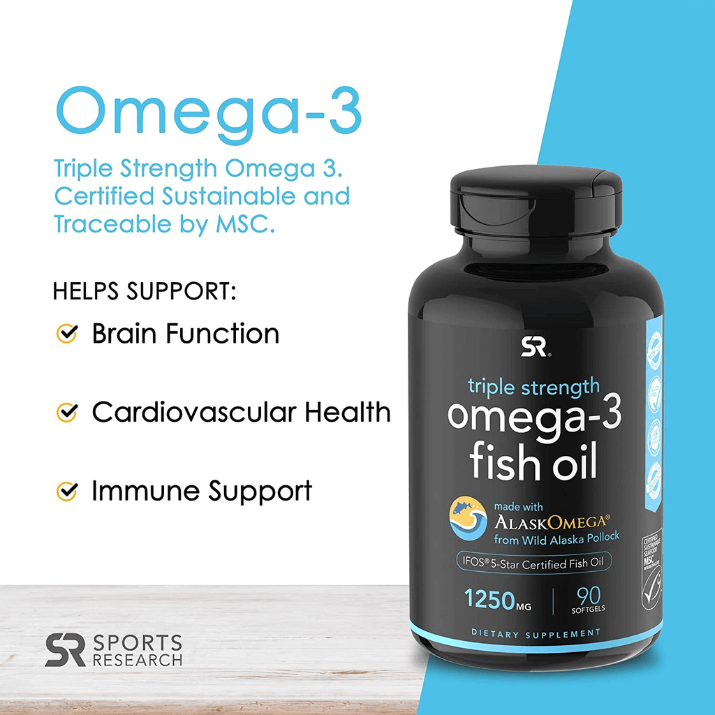 Sports Research Triple Strength Omega 3 Fish Oil Supplement EPA