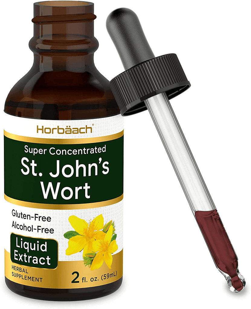 St Johns Wort Tincture | 2 Oz | Alcohol Free | Vegeterian, Non-GMO, Gluten Free Liquid Extract | by Horbaach - Vitamenstore.com
