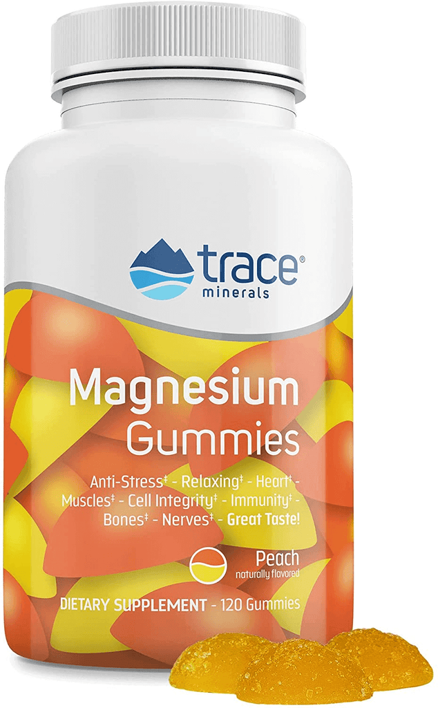Magnesium Stress Relief Gummies (120 Ct) | Easy to Take Magnesium Citrate | Natural Calming Sleep Aid, Muscle Relaxer, Mood & Digestive Support Supplement | Great for Kids & Adults (Peach Flavor)