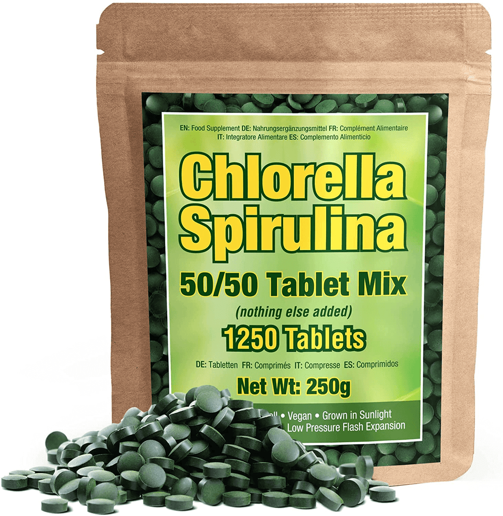 Premium Chlorella Spirulina Powder | 85 Servings | Non-Gmo | Sunlight Grown | Deep Green Color | Cracked Cell Wall | Alkalyzing | High Protein | Vegan Organic Capsules | Mountain Water | Good Natured