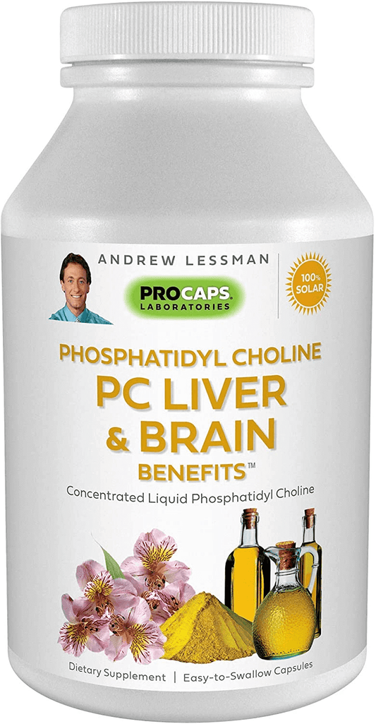 Andrew Lessman PC Liver & Brain Benefits 360 Softgels - Phosphatidyl Choline, Most Important Building Block for Healthy Liver and Brain Structure and Function. No Additives. Easy to Swallow Softgels - vitamenstore.com