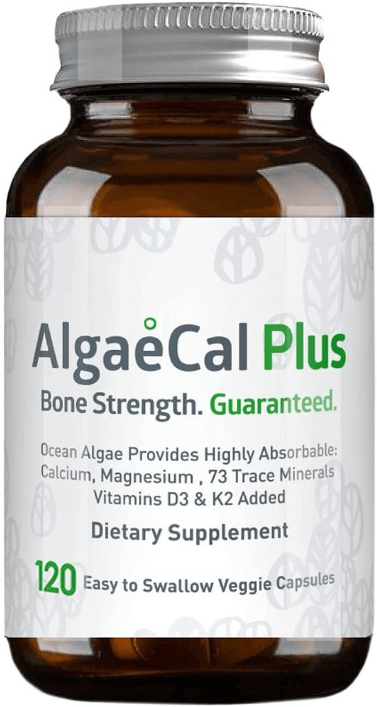 Algaecal plus – Plant-Based Calcium Supplement with Magnesium, Boron, Vitamin K2 + D3 | Increase Bone Strength | All Natural Ingredients | Highly Absorbable | 120 Veggie Capsules (1 Pack)