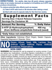 5HTP Supplement | 400mg 180 Capsules | 5-HTP Extra Strength| Non-GMO, Gluten Free | 5 Hydroxytryptophan | by Horbaach - vitamenstore.com