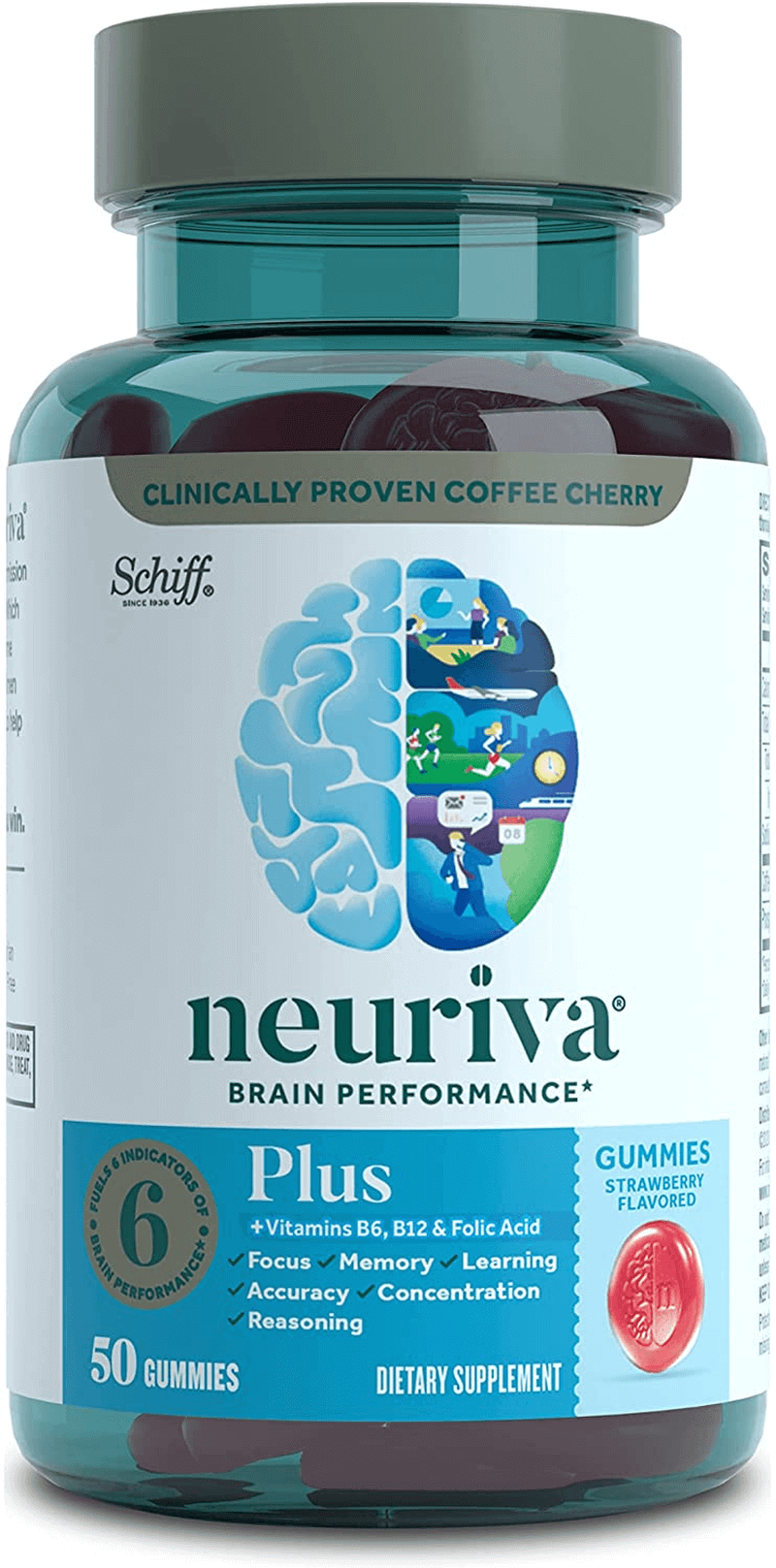 Neuriva plus Brain Health Support Gummies, Strawberry - 50 Ct - vitamenstore.com