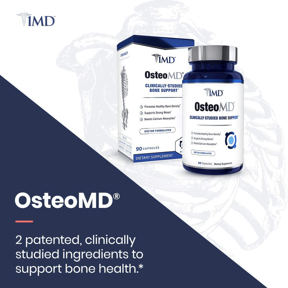 1MD OsteoMD for Comprehensive Bone Support | with Calcium Hydroxyapatite, Vitamin D3 & K2 | 90 Capsules - Vitamenstore.com - Vitamenstore.com
