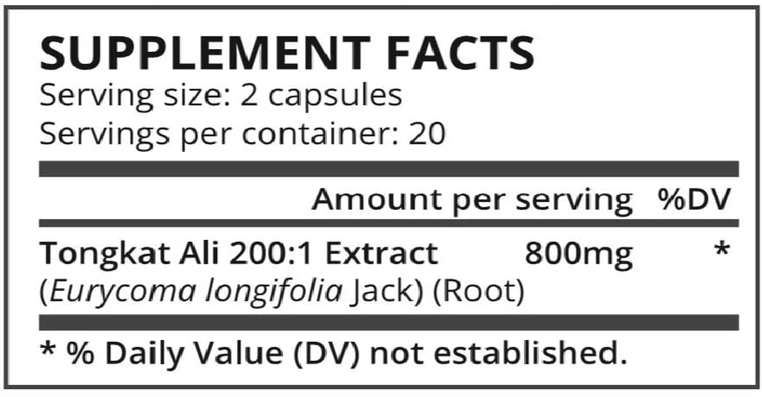 Pure Science SD-200 Tongkat Ali Extract - Derived from 80g of Tongkat Ali Powder with 200:1 Extract Strength - 40 Capsules - vitamenstore.com