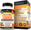Organic Turmeric & Ginger Capsules with BioPerine Black Pepper for Increased Absorption - 2 Way Muscle & Joint Support Supplement - Designed for Stomach Comfort - for Immune & Cardio Support - Vitamenstore.com