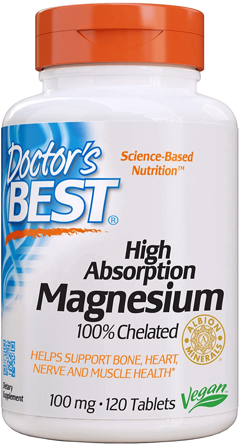 Doctor's Best High Absorption Magnesium Glycinate Lysinate, 100% Chelated, TRACCS, Not Buffered, Headaches, Sleep, Energy, Leg Cramps, Non-GMO, Vegan, Gluten Free, Soy Free, 100 mg, 120 Tablets - vitamenstore.com