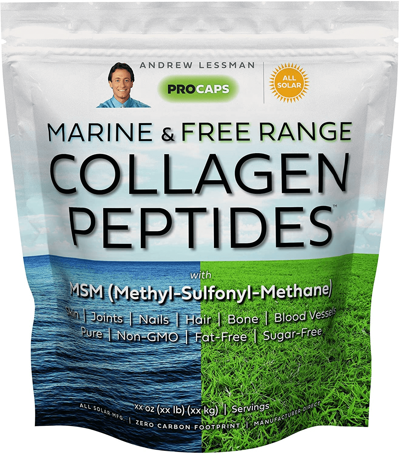 Andrew Lessman Marine & Free Range Collagen Peptides Powder & MSM 120 Servings - Supports Radiant Smooth Soft Skin, Comfortable Joints. Super Soluble No Fishy Flavor No Additives Non-Gmo - vitamenstore.com