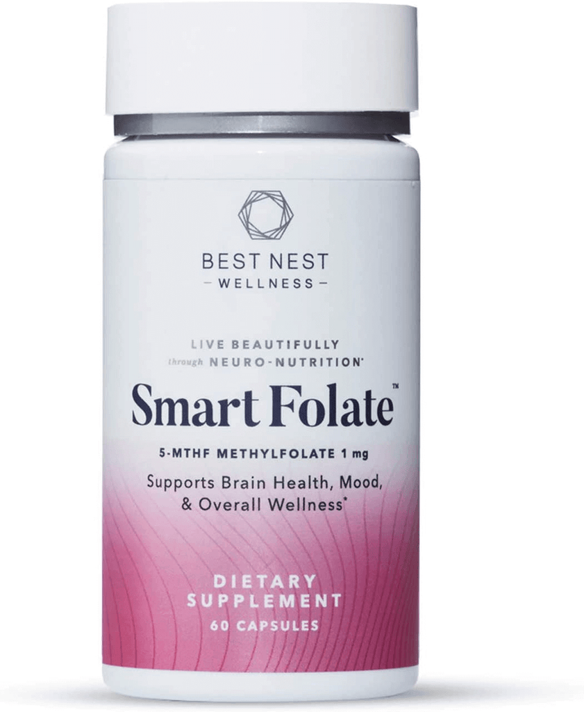 Smart Folate Capsules, 1000 Mcg L-Methylfolate (Folic Acid), Immune, Memory and Mood Support, 60 Capsules, Best Nest Wellness