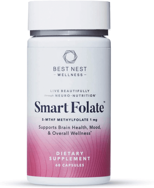 Smart Folate Capsules, 1000 Mcg L-Methylfolate (Folic Acid), Immune, Memory and Mood Support, 60 Capsules, Best Nest Wellness - vitamenstore.com