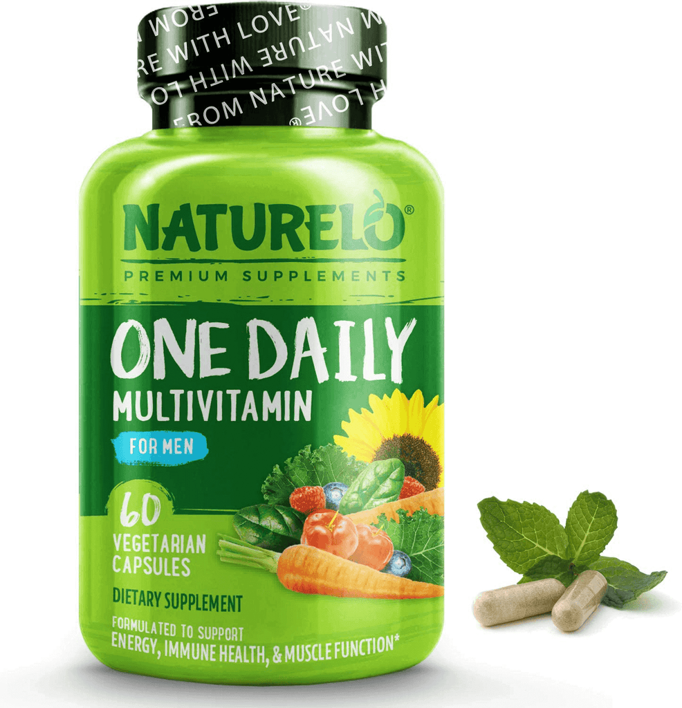 NATURELO One Daily Multivitamin for Men - with Vitamins & Minerals + Organic Whole Foods - Supplement to Boost Energy, General Health - Non-GMO - 60 Capsules | 2 Month Supply - Vitamenstore.com