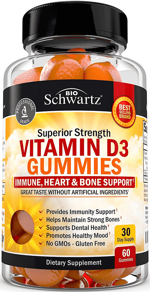 Vitamin D Gummies for Adults & Kids - Vitamin D3 5000 IU for Immune Support Defense Strong Bones Dental & Heart Health - Healthy Mood & Calcium Absorption - Immunity Vitamins Natural Supplement 60 Ct