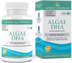 Nordic Naturals Algae DHA - 500 Mg Omega-3 DHA - 60 Soft Gels - Certified Vegan Algae Oil - Plant-Based DHA - Brain, Eye & Nervous System Support - Non-Gmo - 30 Servings - vitamenstore.com