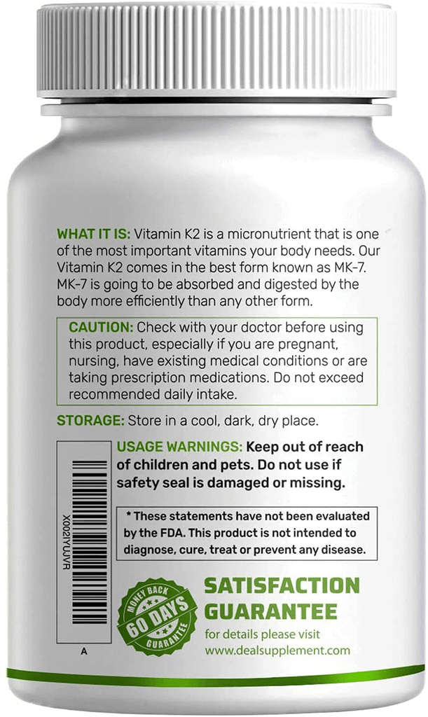 Eagleshine Vitamins Vitamin K2 MK-7 Menaquinone 150 mcg, 6 Months Supply, Supports Bone Health | Cardiovascular Health - Advanced Vitamin K2 Supplement (180 Capsules) - Vitamenstore.com