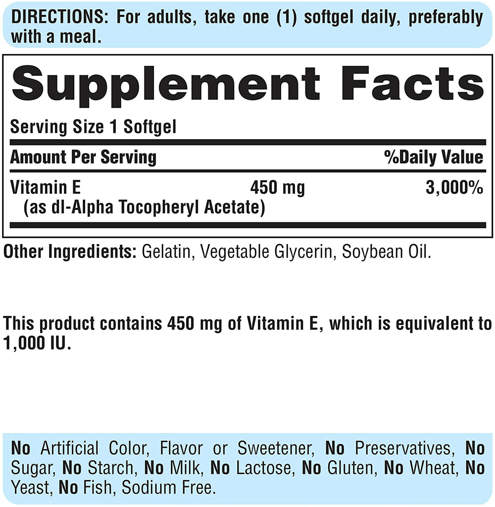 Puritan's Pride Vitamin E 450 Mg Supports Immune Function - Vitamenstore.com