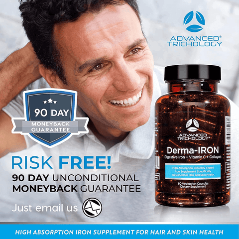 Derma-Iron Supplement for Women and Men - Iron Blood Builder Pills for Hair and Skin with Collagen and Natural Vitamin C, Low Iron and Ferritin, Thinning Hair, Hair Loss Support | Free Shipping | Vitamenstore.com