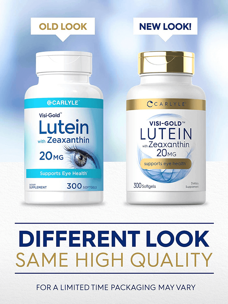 Lutein and Zeaxanthin 20mg | 300 Softgels | Eye Health Vitamins | Non-GMO & Gluten Free Supplement | by Carlyle
