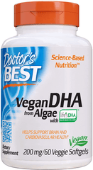 Doctor'S Best Vegetarian DHA from Algae, Non-Gmo, Vegan, Gluten Free, 200 Mg, 60 Count - vitamenstore.com