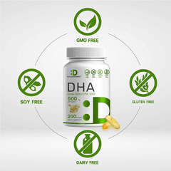 DHA Supplements - DHA 500Mg, EPA 250Mg, 200 Softgels, Burpless | Omega-3S 1000Mg, Support Brain Health - Premium DHA EPA Omega 3 Supplement - vitamenstore.com