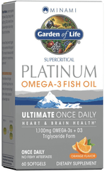 Garden of Life Minami Supercritical Platinum Omega 3 Fish Oil Supplement - Orange, Ultimate Once Daily for Heart & Brain Health, 1100Mg Omega-3S, 1,000 Iu Vitamin D3, 60 Softgels - vitamenstore.com