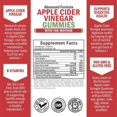 Apple Cider Vinegar Gummies for Weight Loss - ACV Gummies with the Mother for Women & Men - Energy Boost Bloat Digestive & Immune Support - Vitamin B12 B6 B 9 Folic Acid - Vegan Detox Cleanse -90Ct - vitamenstore.com