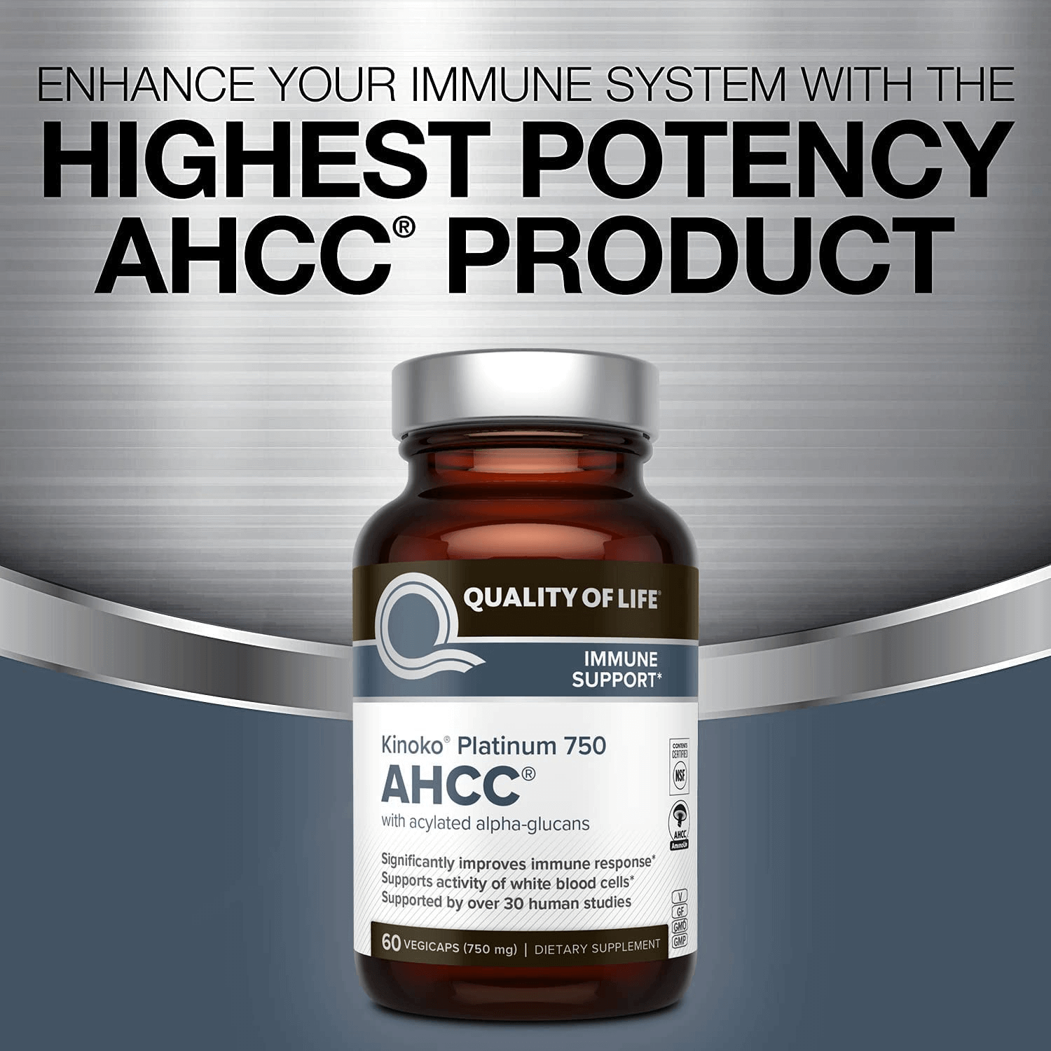 Premium Kinoko Platinum AHCC Supplement – 750Mg of AHCC per Capsule – Supports Immune Health, Liver Function, Maintains Natural Killer Cell Activity – 60 Veggie Capsules - vitamenstore.com