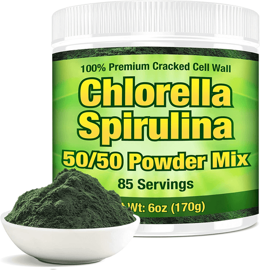 Premium Chlorella Spirulina Powder | 85 Servings | Non-Gmo | Sunlight Grown | Deep Green Color | Cracked Cell Wall | Alkalyzing | High Protein | Vegan Organic Capsules | Mountain Water | Good Natured - vitamenstore.com