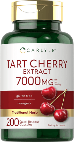 Tart Cherry Capsules | 7000 mg | 200 Pills | Max Potency | Non-GMO, Gluten Free | Tart Cherry Juice Extract | by Carlyle | Free Shipping | Vitamenstore.com