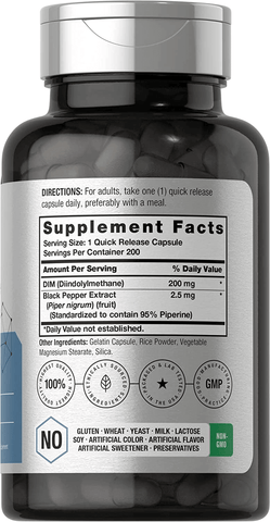 DIM Supplement 200Mg | Advanced Diindolylmethane | 200 Veggie Capsules | Vegetarian, Non-Gmo, Gluten Free | by Horbaach | Free Shipping | Vitamenstore.com