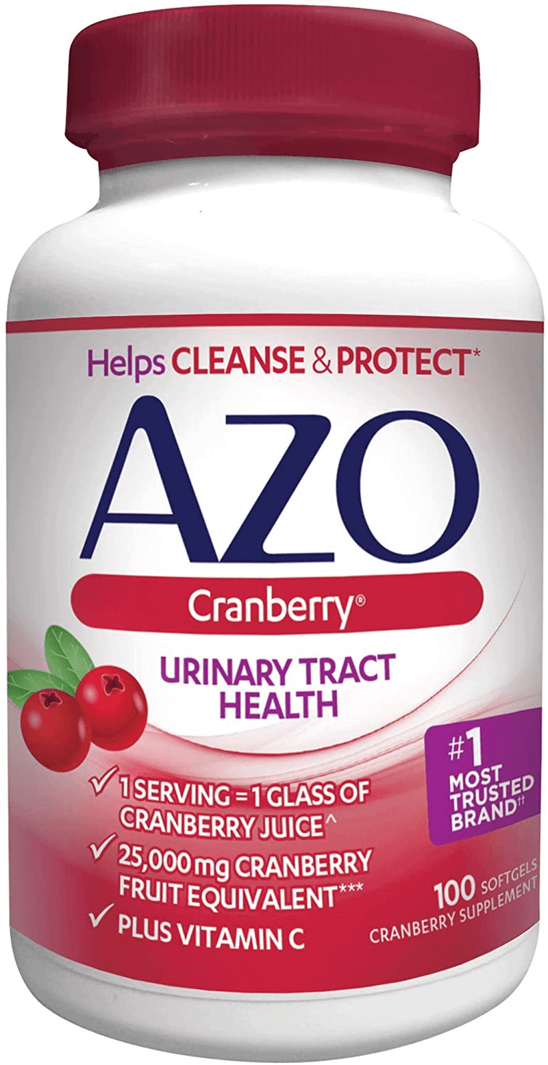 AZO Cranberry Urinary Tract Health Dietary Supplement, 1 Serving = 1 Glass of Cranberry Juice, Sugar Free, 100 Softgels - vitamenstore.com