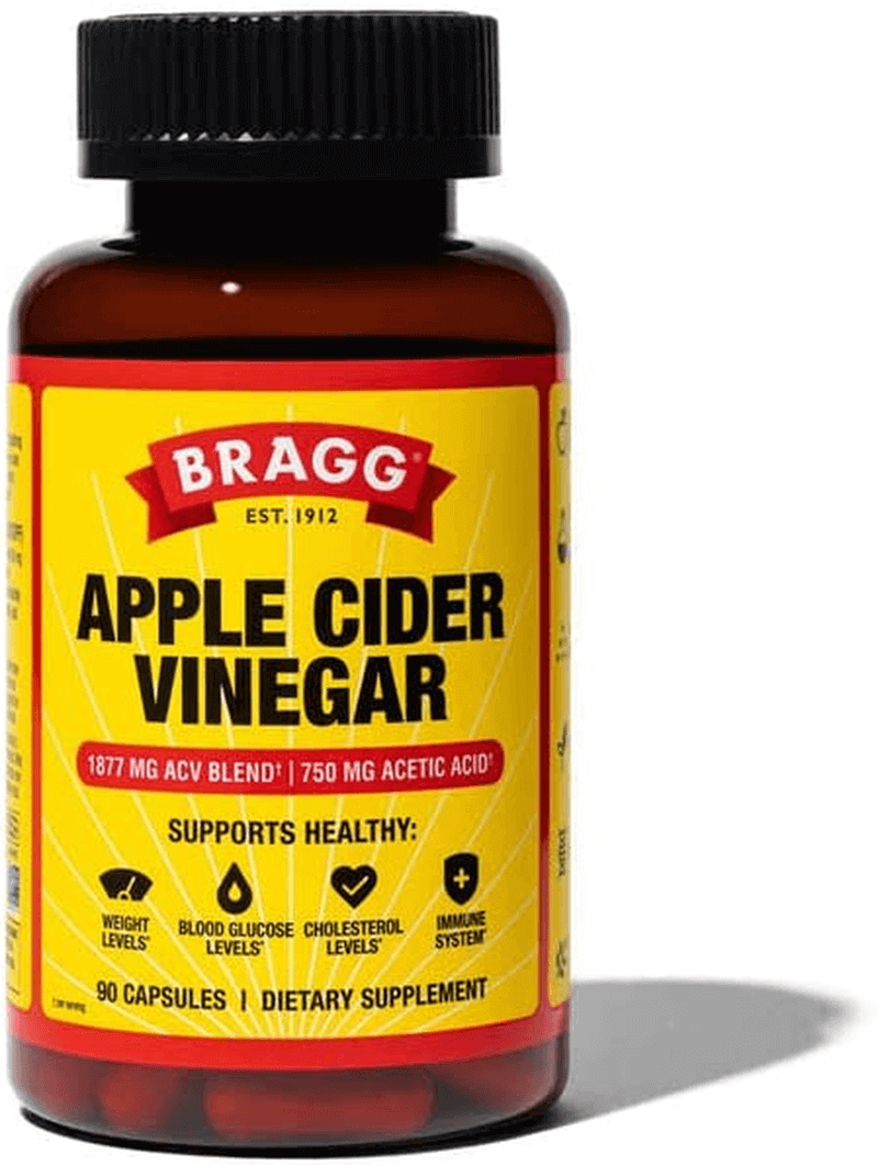 Bragg Apple Cider Vinegar Capsules - Vitamin D3 & Zinc - 750Mg of Acetic Acid – Immune & Weight Management Support - Non-Gmo, Vegan, Gluten Free, No Sugar (1) - vitamenstore.com