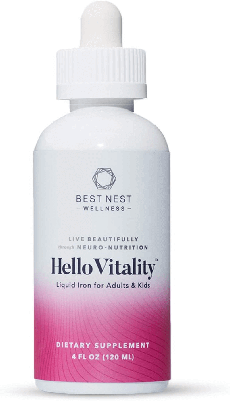 Hello Vitality Liquid Iron Supplement Drops, Chocolate Flavor, for Women, Men and Kids, High Potency, 15 Mg per Serving, 4 Oz, Best Nest Wellness - vitamenstore.com