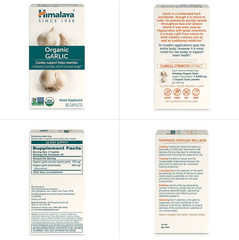 Himalaya Organic Garlic, for Total Heart Health, Cholesterol and Immune Support, 1,400 Mg, 60 Caplets, 1 Month Supply, 2 Pack - vitamenstore.com
