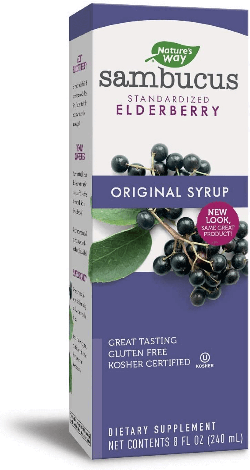 Nature's Way Original Sambucus Elderberry Syrup, Herbal Supplements, Gluten Free, Vegetarian, 8 Ounce (Packaging May Vary) - vitamenstore.com