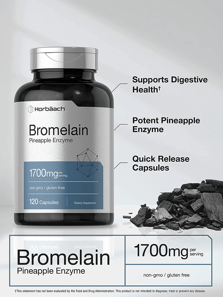 Bromelain 1700 Mg | 120 Capsules | Supports Digestive Health | Pineapple Enzyme Supplement | Non-Gmo, Gluten Free | by Horbaach