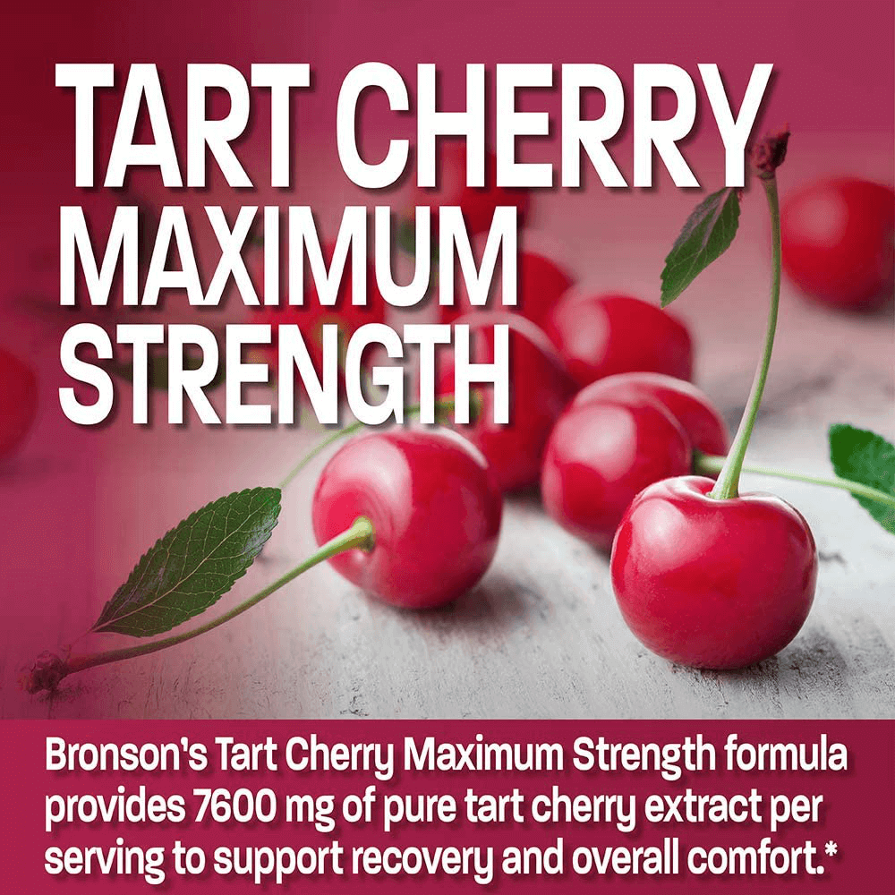 Bronson Tart Cherry Maximum Strength 7600 mg, 180 Vegetarian Capsules (90 Servings) - Vitamenstore.com - Vitamenstore.com