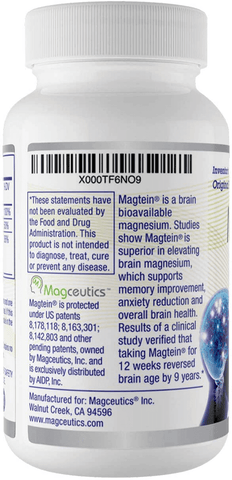 Magtein Magnesium L- Threonate - Bioavailable and 100% Water Soluble Magnesium - Clear Brain Fog, Improve Memory, Focus and Attention, Support Sleep and Mood – 30 Day Supply- 60 ct. Veggie Capsules | Free Shipping | Vitamenstore.com